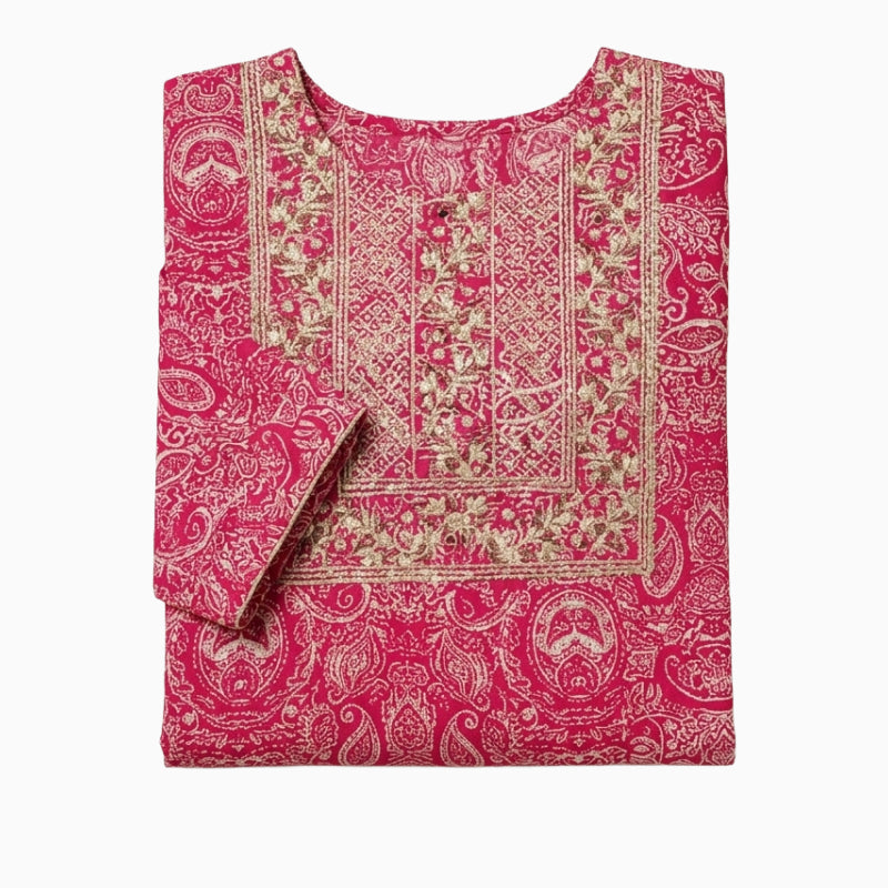 Women Anarkali | Rani pink multi floral with embroidery in yoke