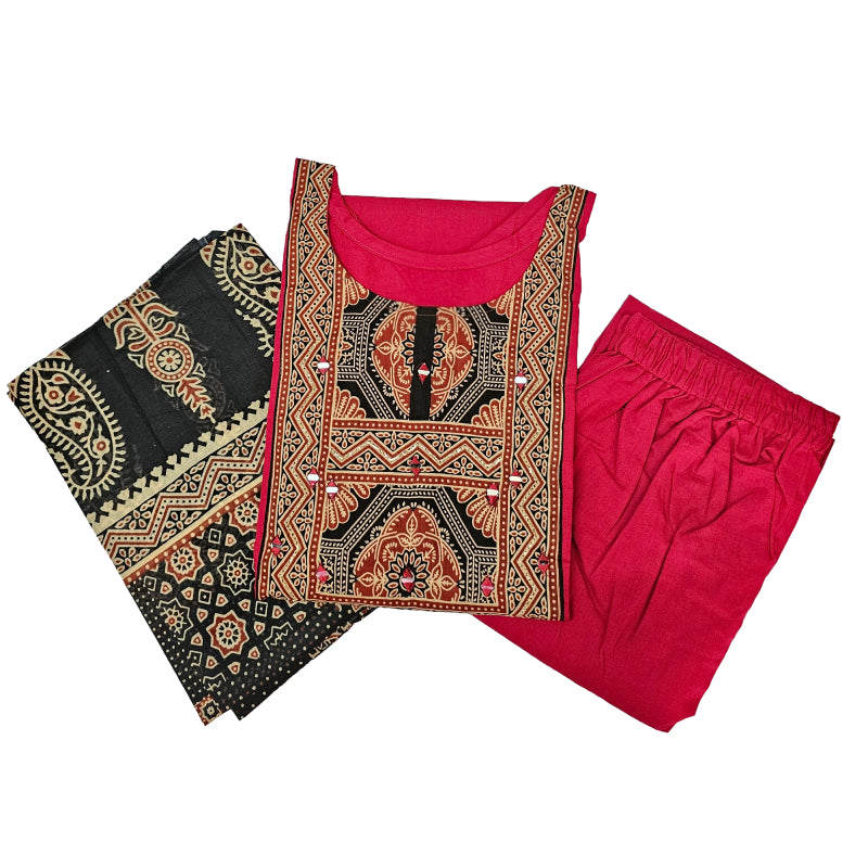 Women kurti with pant and dupatta |Ranipink print sets | Dabuset