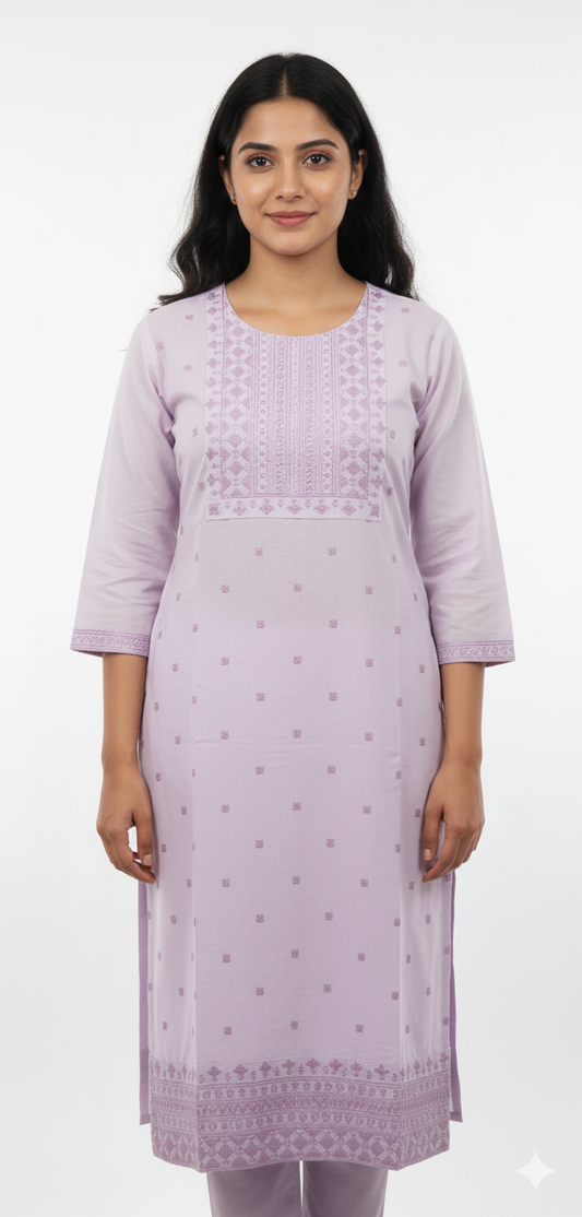 Women Kurti | Straight cut |Light Lavender | only Kurti