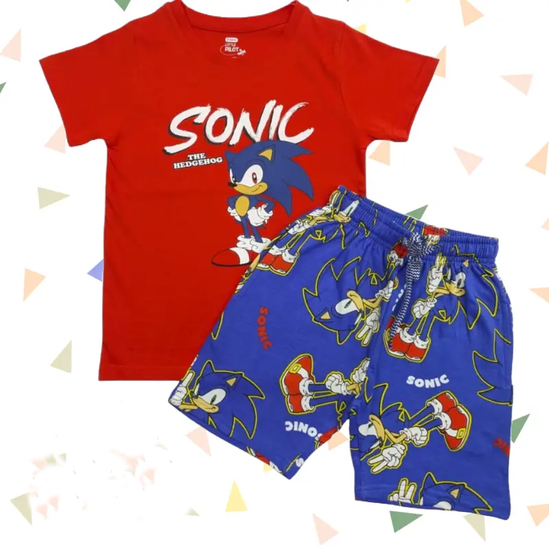 T-shirt with Shorts sets| BSET | Red Sonic print