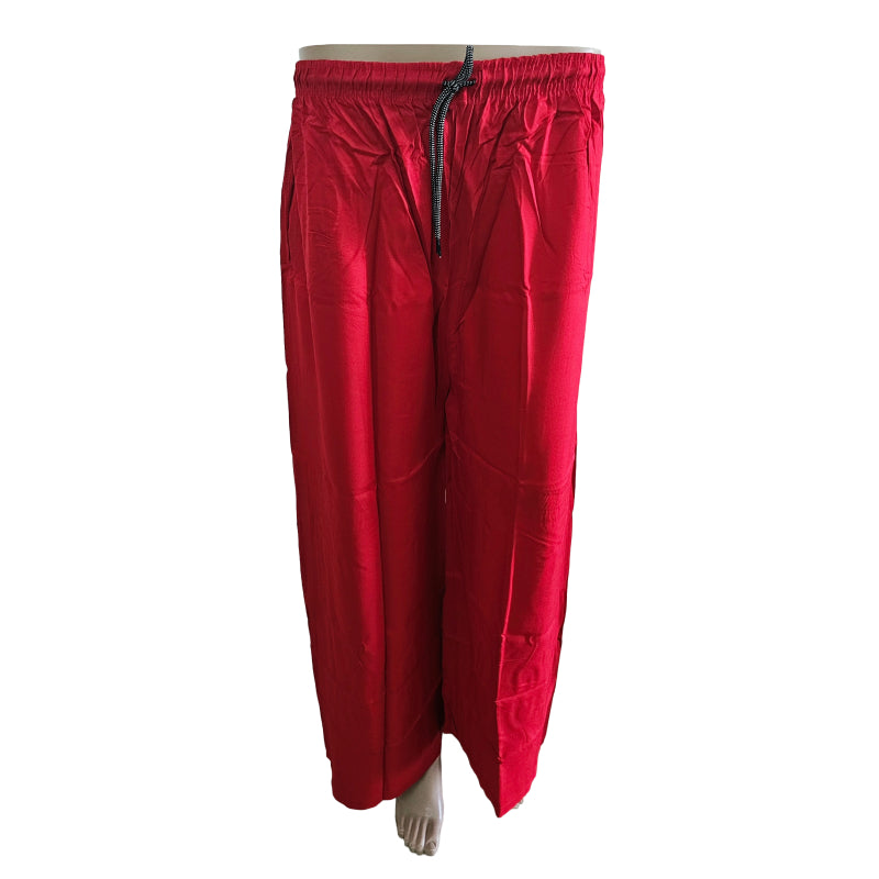 Women's Plain Rayon Palazzo Pants |Fits up to L – Red color