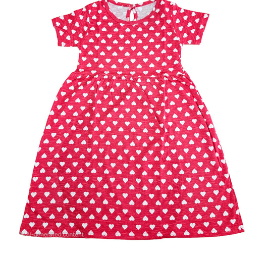 Cotton Frocks  |White Hearts in red