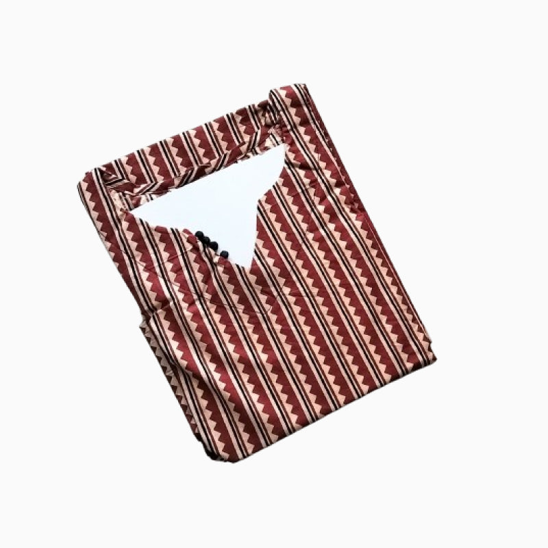 Women Kurti | Straight cut | Brick Red stripes  in wavy line