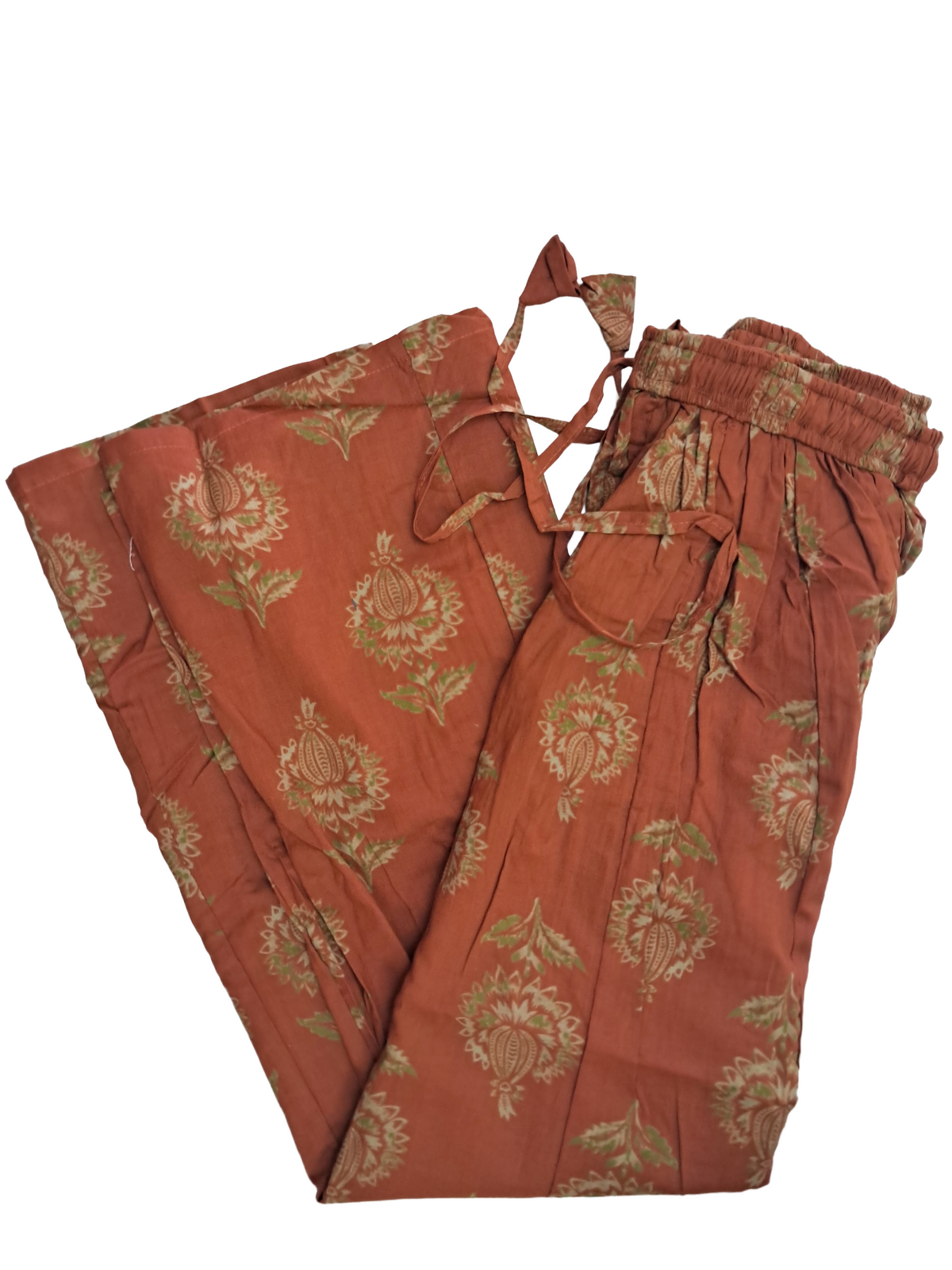 Women's Cotton 16 Kali Divider Skirt Palazzo Pants – Small Bhutta in Rust Orange