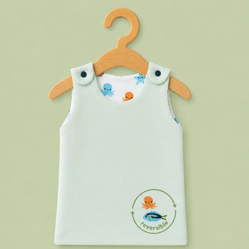 Baby Muslin reversible Shirt |  Button Jabla | Sea Animals pale green