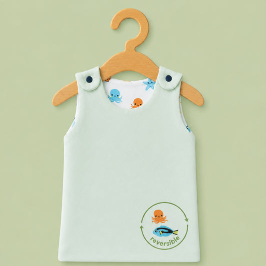 Baby Muslin reversible Shirt |  Button Jabla | Sea Animals pale green