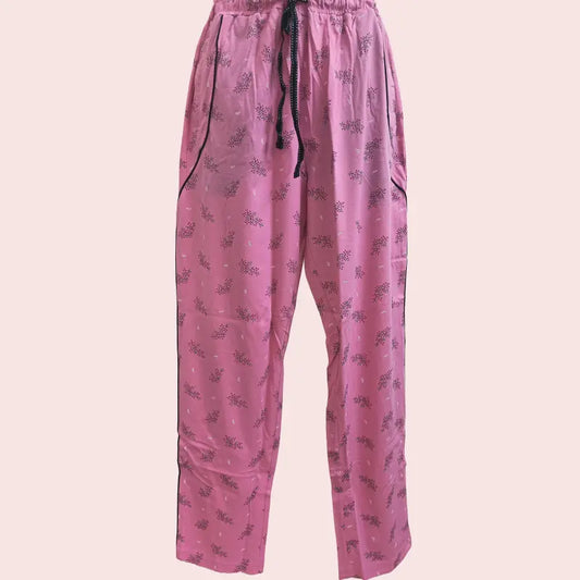 Women Track Pant | Romantic pink bunch of leaf with black tape  | WTRACK