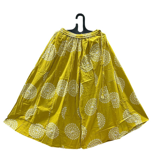 Women's Cotton 16 Kali Divider Skirt Palazzo Pants – Round Bhutta in mustard yellow