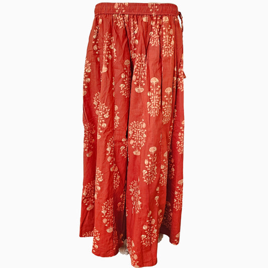 Women's Cotton 16 Kali Divider Skirt Palazzo Pants – Rust Orange Prints