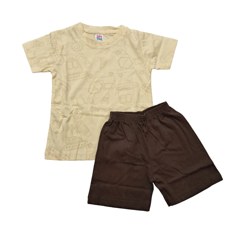 Baby Boy Set - Sandal tee with brown shorts