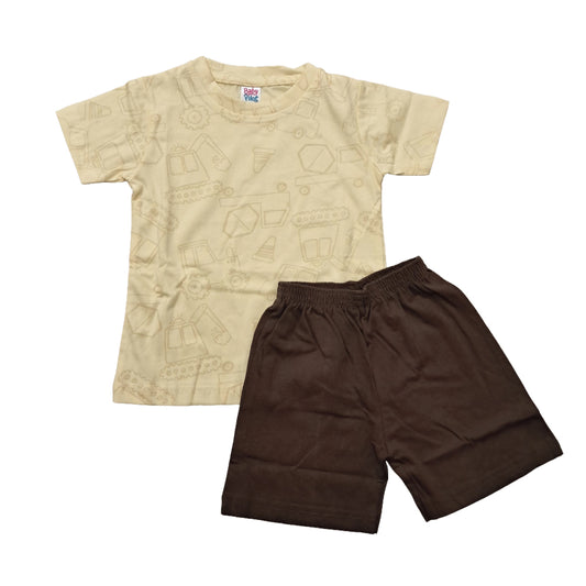 Baby Boy Set - Sandal tee with brown shorts