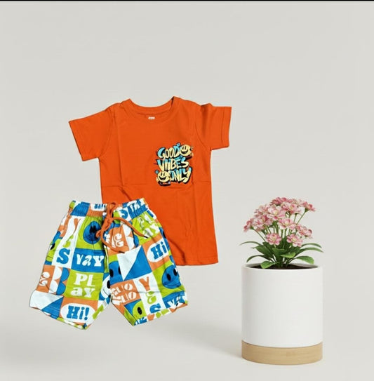T-shirt with Shorts sets| BSET | Good vibes print
