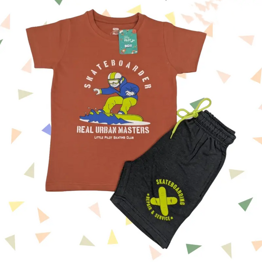 T-shirt with Shorts sets| BSET | Skateboard print