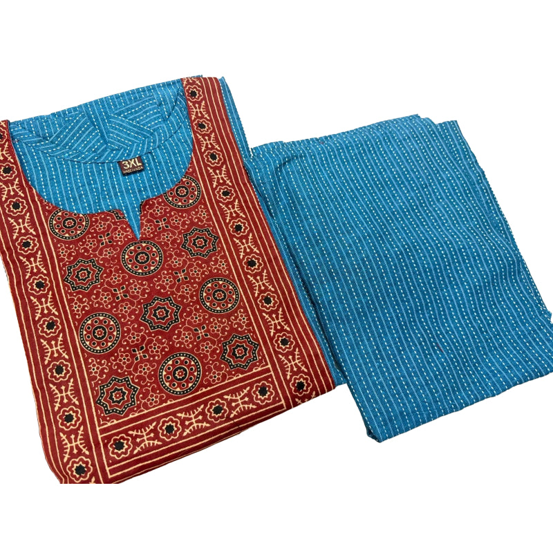 Women kurti with pant | Kantha cotton sets Sky Blue color | kanthaset