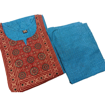 Women kurti with pant | Kantha cotton sets Sky Blue color | kanthaset
