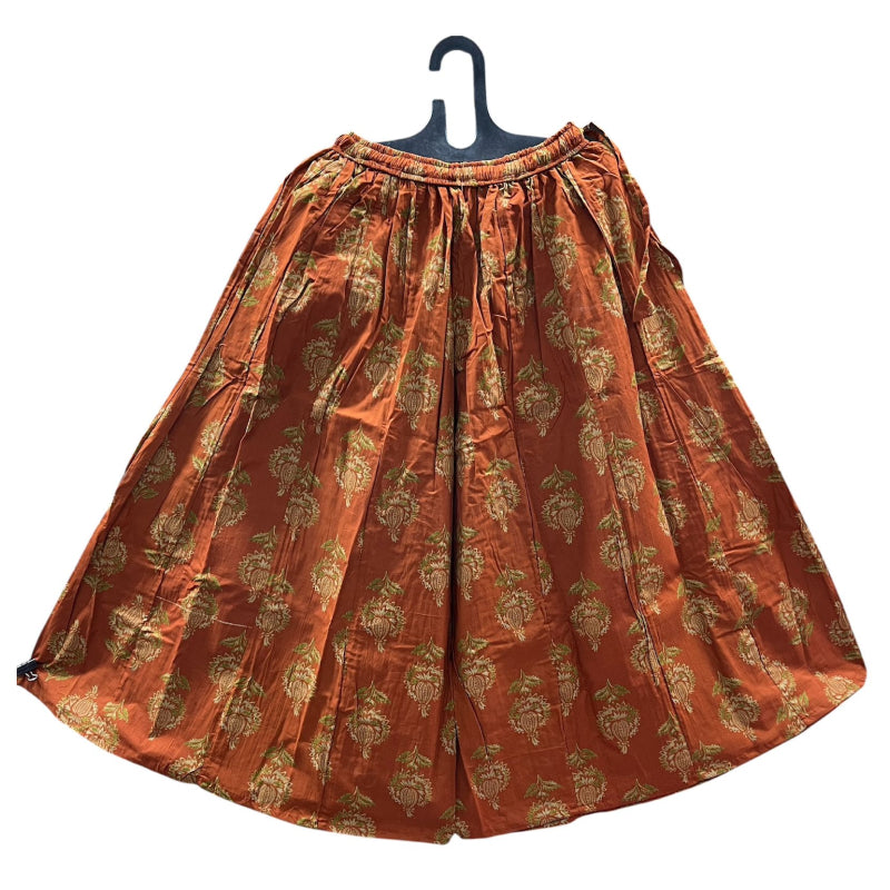 Women's Cotton 16 Kali Divider Skirt Palazzo Pants – Small Bhutta in Rust Orange