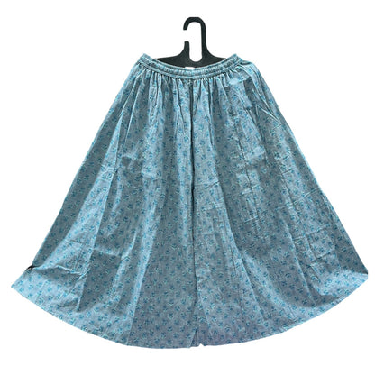 Women's Cotton 16 Kali Divider Skirt Palazzo Pants – Small Blue  Flowers In light Grey