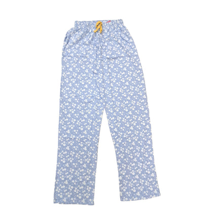 Women Pyjama Pant |Snow flakes flower in mild blue