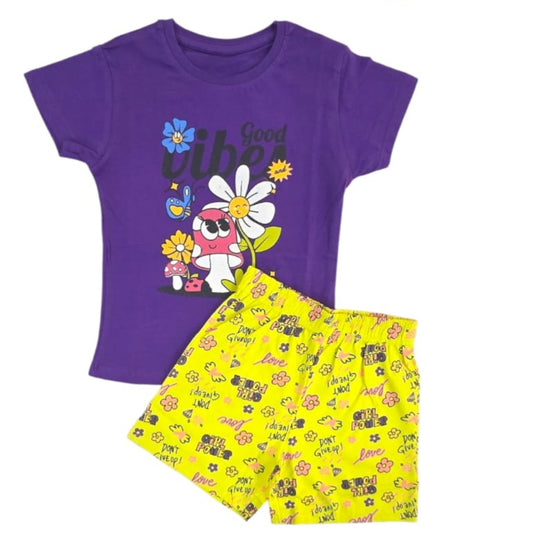 Girls Premium Shorts Set | Good Vibes