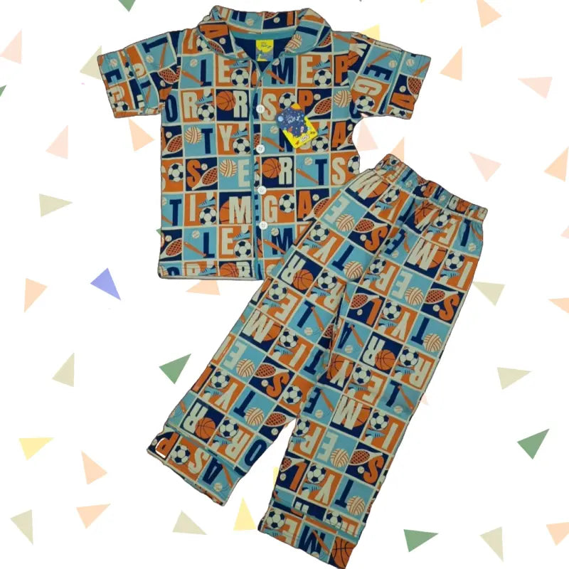 Kids Night Pant Set | Sports with letters