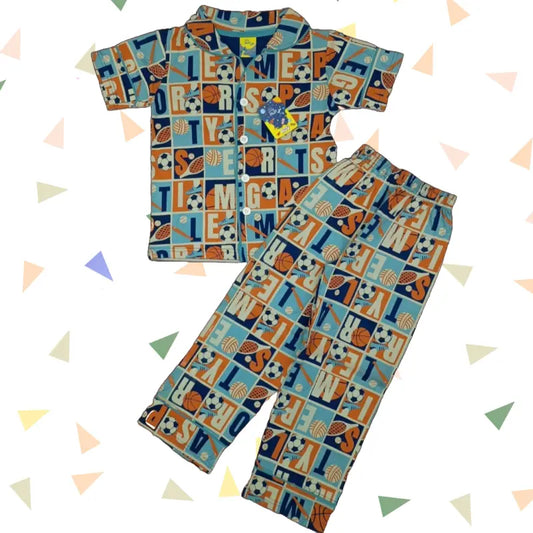 Kids Night Pant Set | Sports with letters