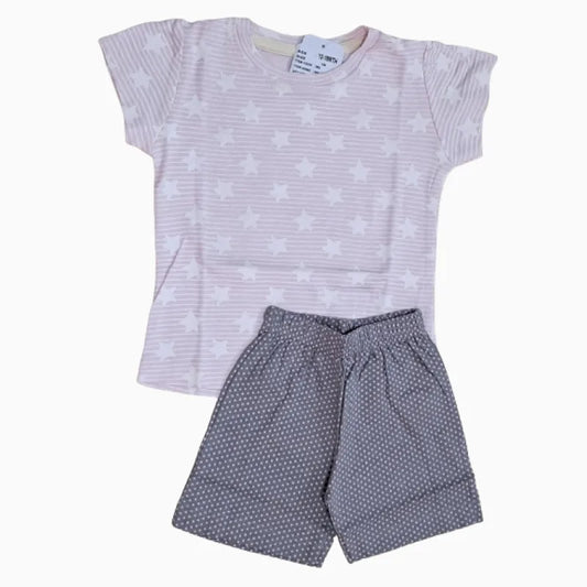 Girls Shorts Set - Star Stripes pink