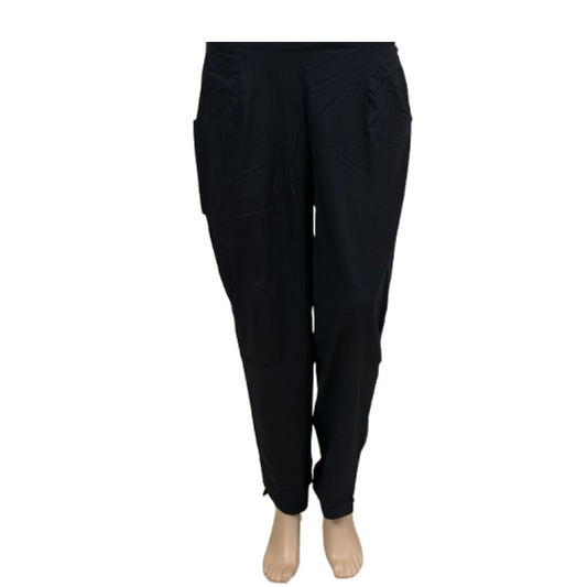 Women’s Poplin Cotton Straight Pants| Black