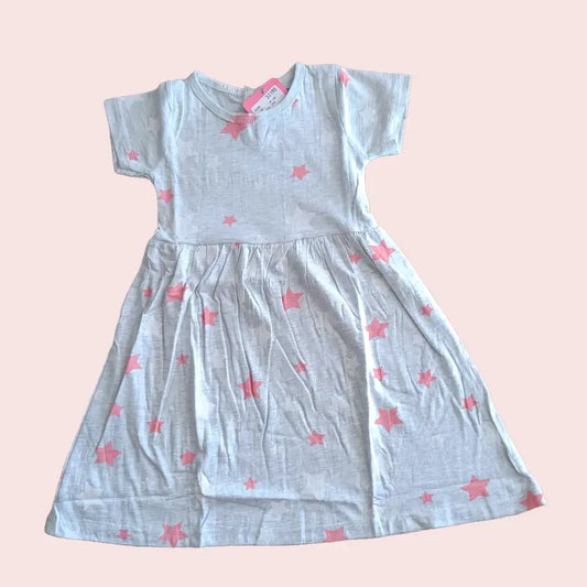 Cotton Frocks | Light Grey Stars print