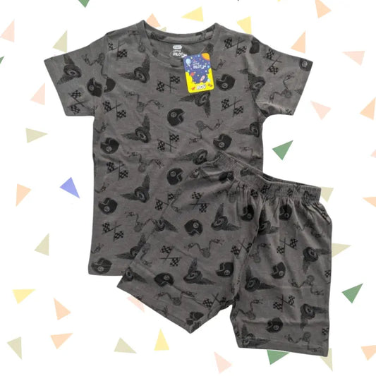 T-shirt with shorts | Co-ord Sets| Steel grey pirate print