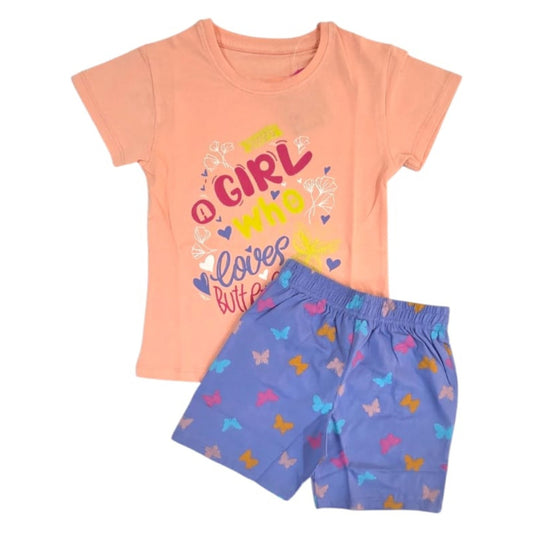 Girls Premium Shorts Set | Girl Who Loves Butterflies