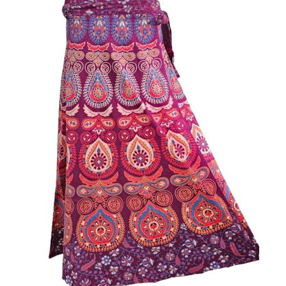 Women wrap  Skirt | Jaipuri Print | Fits up to XL|Wrap Circle Maroon