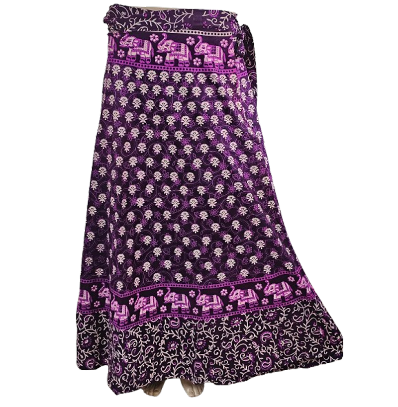 Women wrap  Skirt | Jaipuri Print | Fits up to XL|purple sandal floral