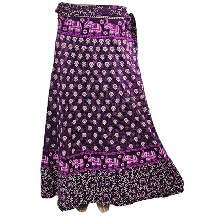 Women wrap  Skirt | Jaipuri Print | Fits up to XL|purple sandal floral