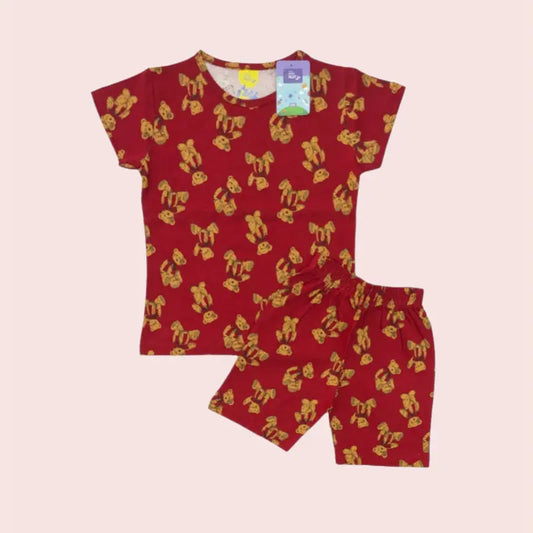 Girls Shorts Set | Teddy print