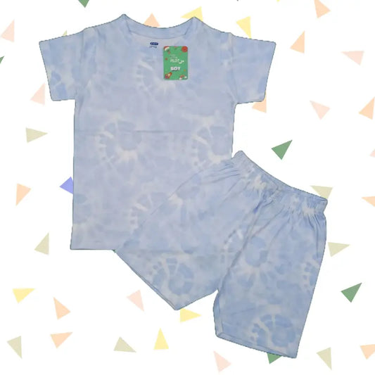 T-shirt with shorts | Co-ord Sets| BSS| Tie and dye in light blue