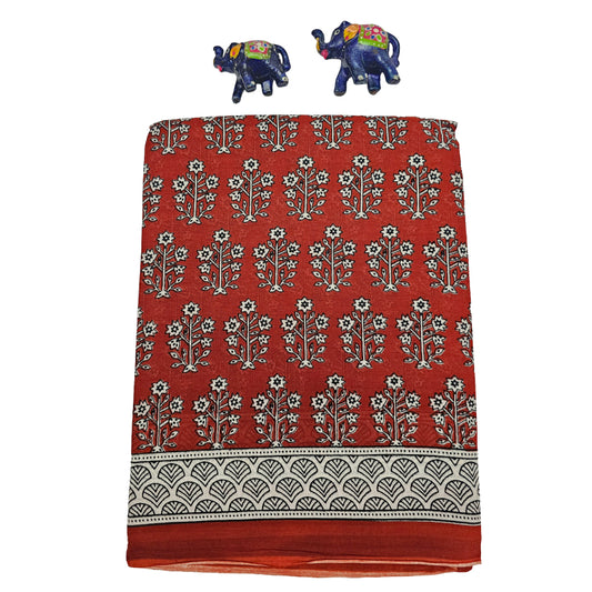Mul Mul Cotton Saree | Tree bhutta in brick 1