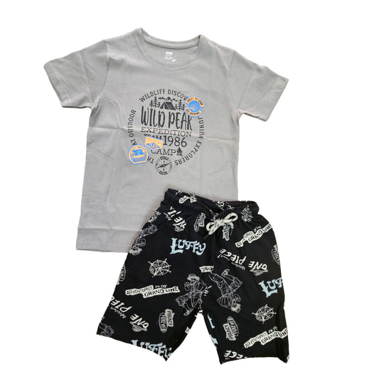 T-shirt with Shorts sets| BSET |Wild Peak Grey