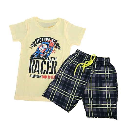T-shirt with Shorts sets| BSET |Yellow Racer