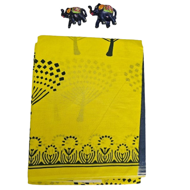 Mul Mul Cotton Saree | Yellow Tree