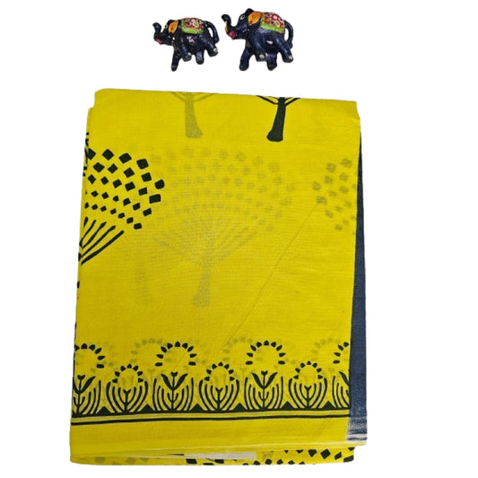 Mul Mul Cotton Saree | Yellow Tree