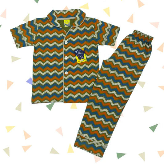 Kids Night Pant Set | Zig zag lines