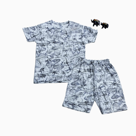 T-shirt with shorts | Co-ord Sets| BSS| Airplane print