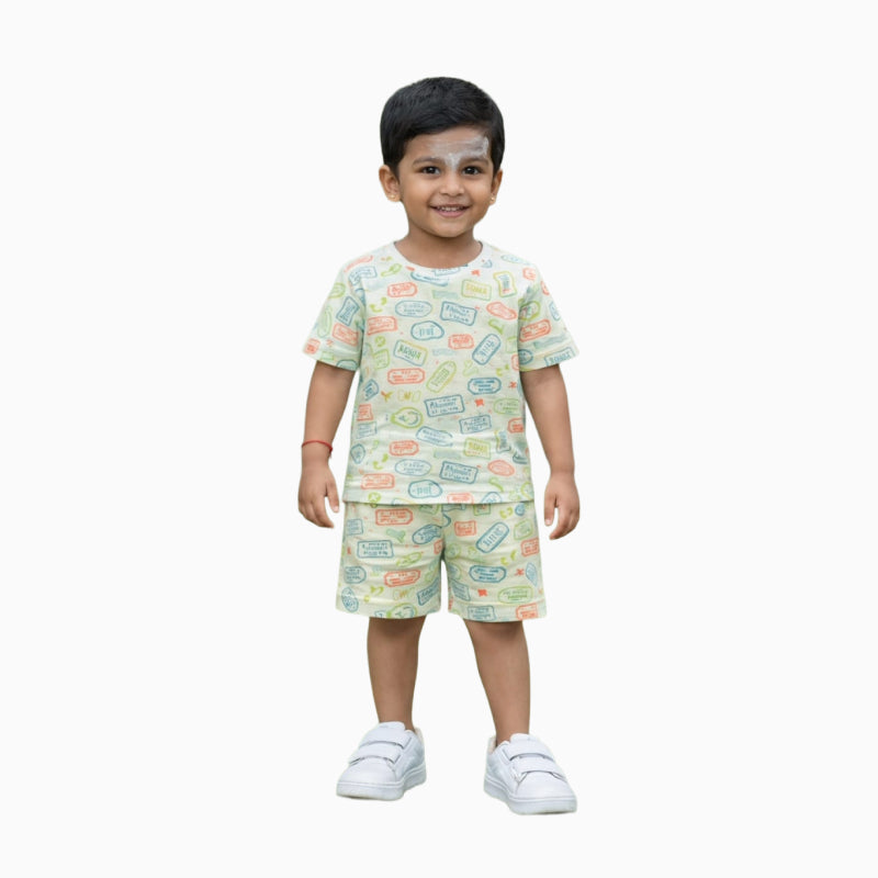 T-shirt with shorts | Co-ord Sets| BSS| Airport arrival stamp prints