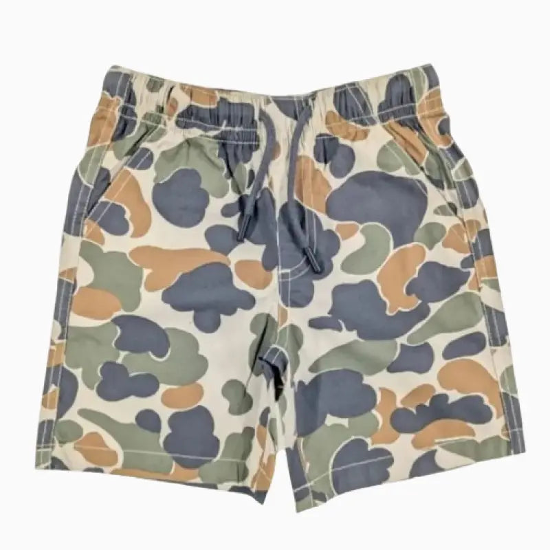 Woven Shorts with pockets and tie knots |Army print