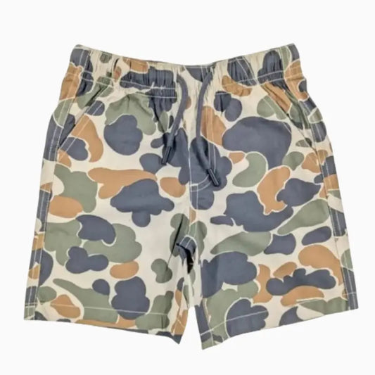 Woven Shorts with pockets and tie knots |Army print