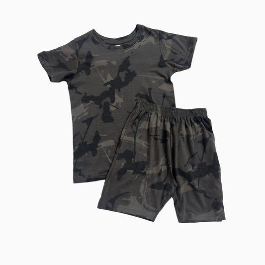 T-shirt with shorts | Co-ord Sets| BSS| Army print short sleeve