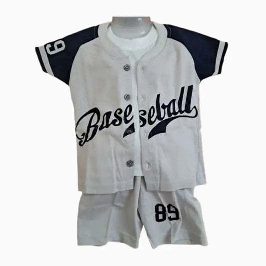 Cotton Kids Set – Sleeveless t-shirt, Half Sleeve T-shirt with shorts sets| Baseball Print
