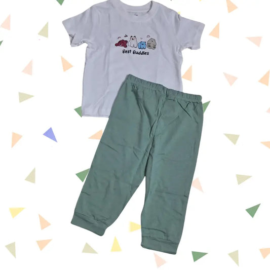 Baby Pant Set | Best buddies with green pant