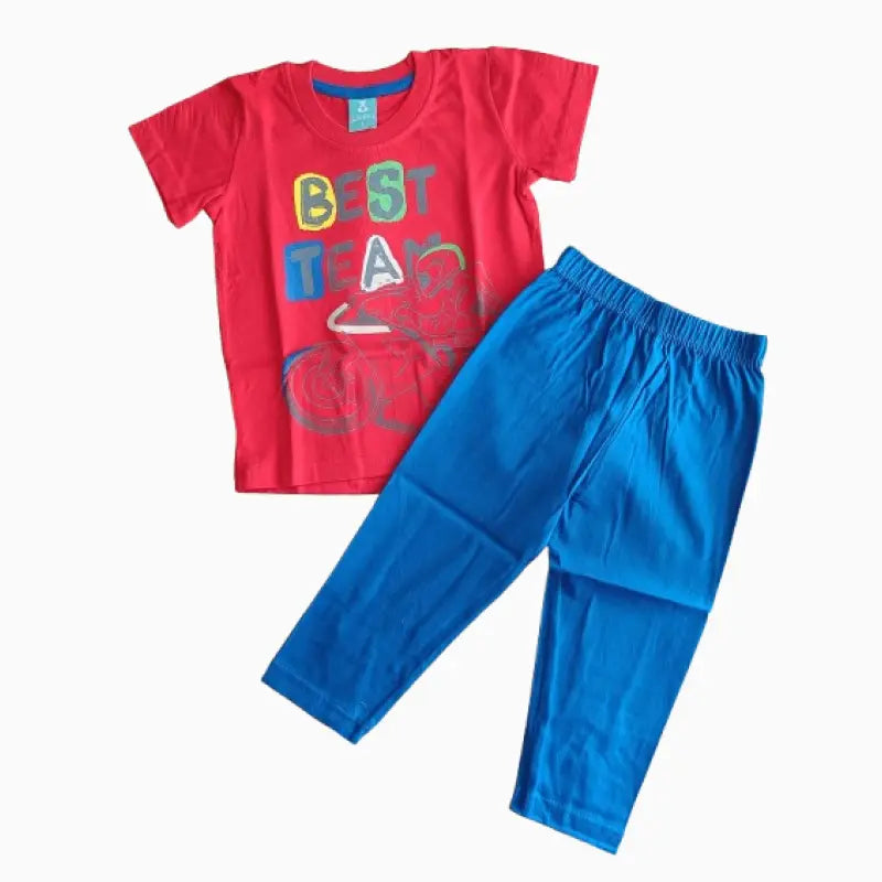 Kids full pant set| Red Best Team