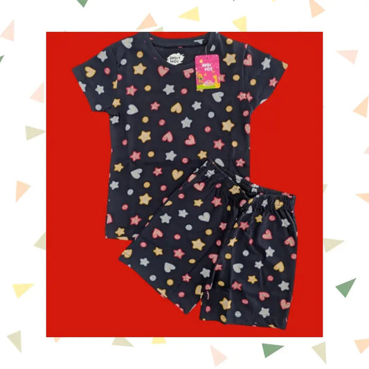 Girls Shorts Set | Big stars in navy